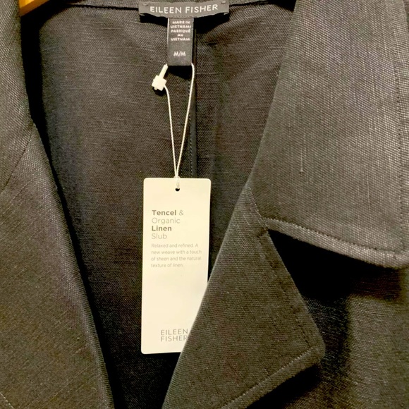278.00 NWT EILEEN FISHER M ORGANIC BLACK LINEN DRAPE JACKET VERY NICE - Picture 8 of 11